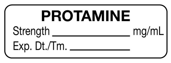 Medical Use Labels - Anesthesia Label, Protamine mg/mL, 1-1/2" x 1/2"