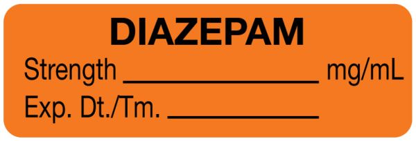 Medical Use Labels - Anesthesia Label, Diazepam mg/mL, 1-1/2" x 1/2"