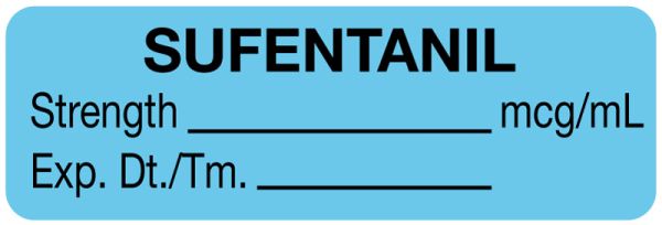 Medical Use Labels - Anesthesia Label, Sufentanil mcg/mL, 1-1/2" x 1/2"