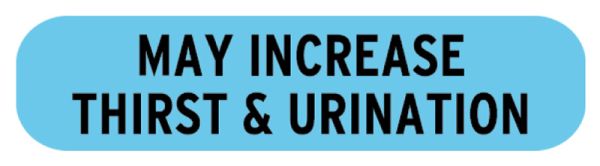 Medical Use Labels - MAY INCREASE THIRST AND URINATION, Medication Instruction Label, 1-5/8" x 3/8"