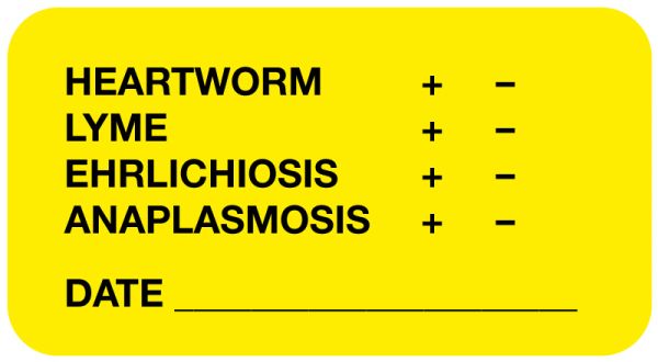 Medical Use Labels - Heartworm, Lyme, Ehrlichiosis, Anaplasmosis Label, 1-5/8" x 7/8"