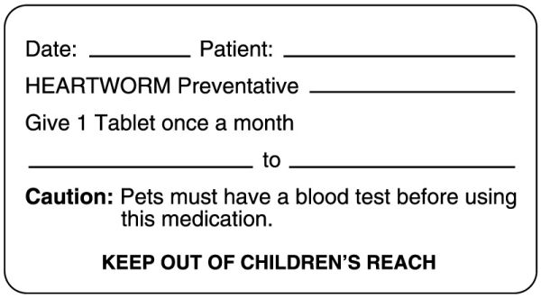 Medical Use Labels - Heartworm Medication Dispensing Label, 3" x 1-5/8"