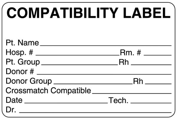 Medical Use Labels - Compatibility Label, 3" x 2"