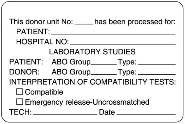 Medical Use Labels - Blood Compatibility Label, 3" x 2"