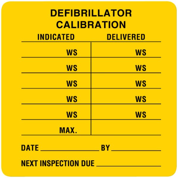 Medical Use Labels - Removable Equipment Calibration Label, 2-1/2" x 2-1/2"