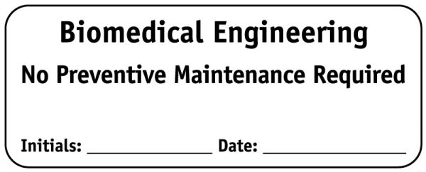 Medical Use Labels - Biomed Engineering No PM Required, 2-1/4" x 7/8"