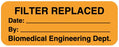 Medical Use Labels - Filter Replaced Label, 2" x 7/8"