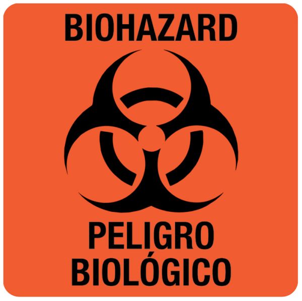 Medical Use Labels - Bilingual Biohazard Warning Label, 3" x 3"