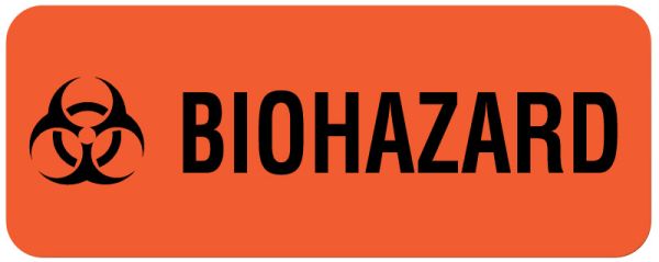 Medical Use Labels - Biohazard Warning Label, 1-1/4" x 5/16"