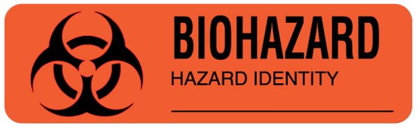 Medical Use Labels - Biohazard Warning Label, 3" x 7/8"