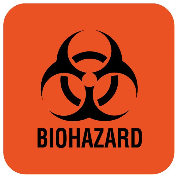 Medical Use Labels - Biohazard Label, Lam., 1" x 1"