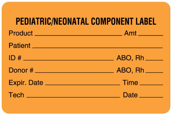 Medical Use Labels - Blood Product and Component Label, 3" x 2"