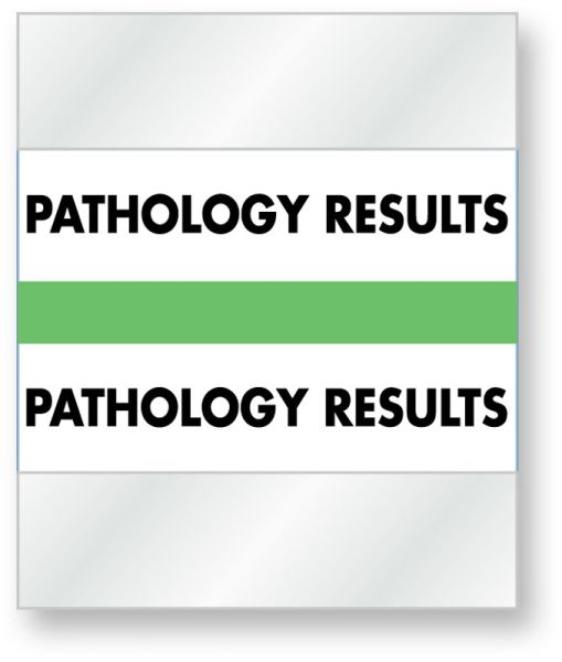 Medical Use Labels - Color-Coded Chart Divider Tabs - Green - "Pathology Results", 1-1/2" x 1-1/4"