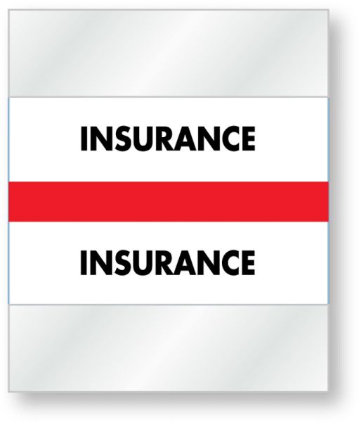 Medical Use Labels - Color-Coded Chart Divider Tabs - Red - "Insurance", 1-1/2" x 1-1/4"