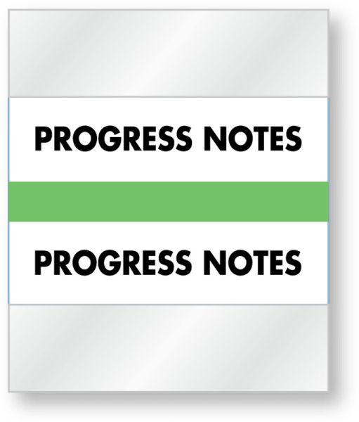 Medical Use Labels - Color-Coded Chart Divider Tabs - Green - "Progress Notes", 1-1/2" x 1-1/4"