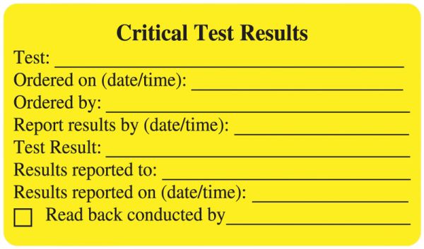 Medical Use Labels - Critical Test Label, 3" x 1-3/4"