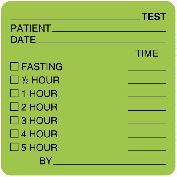 Medical Use Labels - Glucose Tolerance Label, 2-1/2" x 2-1/2"