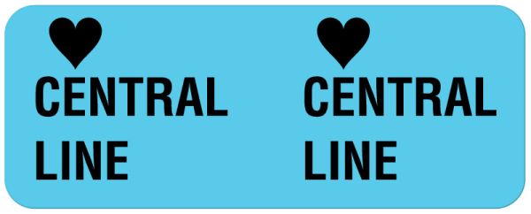 Medical Use Labels - CENTRAL LINE, I.V. Line Identification Label, 2-1/4" x 7/8"