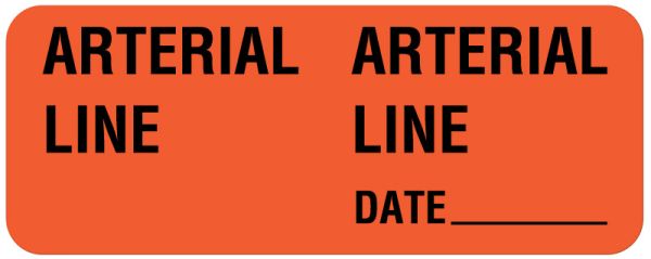 Medical Use Labels - ARTERIAL LINE, Line Identification Label, 2-1/4" x 7/8"