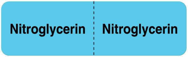 Medical Use Labels - NITROGLYCERIN, I.V. Line Identification Label, 3" x 7/8"