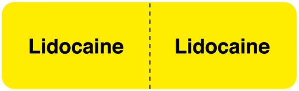 Medical Use Labels - LIDOCAINE, I.V. Line Identification Label, 3" x 7/8"