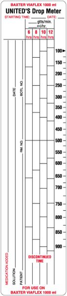 Medical Use Labels - Baxter IV Drop Meter Label, 2" x 9"