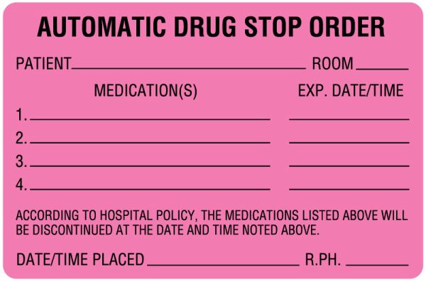 Medical Use Labels - Drug Renewal and Stop Order Label, 4" x 2-5/8"