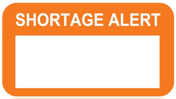 Medical Use Labels - SHORTAGE ALERT, Pharmacy Communication Label, 1-5/8" x 7/8"