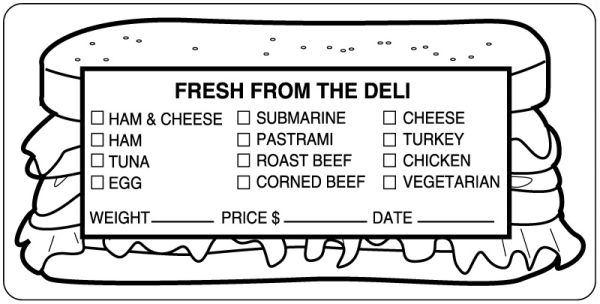 Medical Use Labels - FRESH FROM THE DELI, Food Identification Labels, 4" x 2"