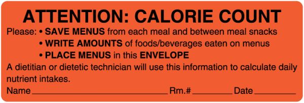 Medical Use Labels - Calorie Count Labels, 6" x 2"