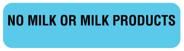 Medical Use Labels - NO MILK OR MILK PRODUCTS, Nutrition Communication Labels, 1-1/4" x 5/16"