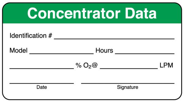 Medical Use Labels - Home Care Concentrator Data Label, 3" x 1-5/8"