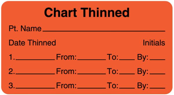 Medical Use Labels - Chart Thinned Label, 3" x 1-5/8"