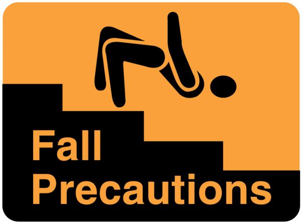 Medical Use Labels - Fall Precautions Label, 4" x 2-5/8"