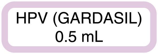 Medical Use Labels - HPV GARDASIL 0.5mL, 1-1/2" x 1/2"