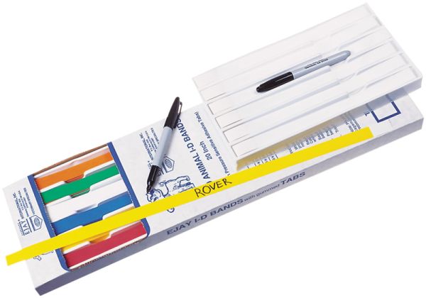 Medical Use Labels - Identification Collars in Color White, 1" x 20"