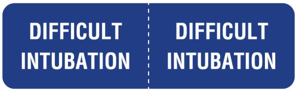 Medical Use Labels - DIFFICULT INTUBATION Line Identification Label, 3" x 7/8"