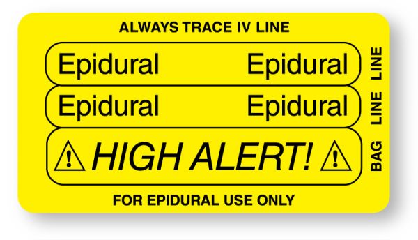 Medical Use Labels - EPIDURAL, Piggyback Line Identification Label, 3-1/4" x 1-3/4"