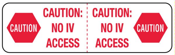 Medical Use Labels - CAUTION NO IV ACCESS,3X7/8,320/RL,WH