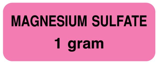 Medical Use Labels - Medication ID Label, MAGNSIUM SULFATE 1 GRAM 2-1/4