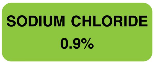 Medical Use Labels - Medication ID Label, SODIUM CHLORIDE 0.9% 2-1/4" X 7/8"