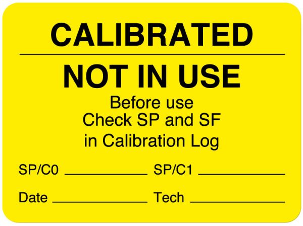 Medical Use Labels - Calibration Label, 2-3/8" x 1-3/4"