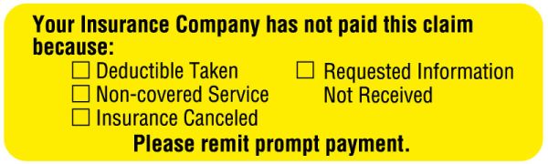 Medical Use Labels - Insurance Payment Reminders Second Billing, 3" x 7/8"