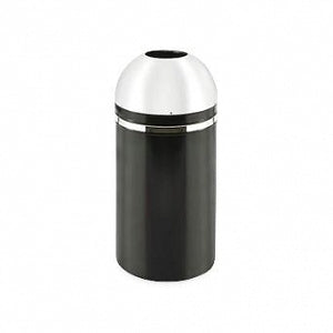 Uline Domed Open-Top Trash Can - Domed Open-Top Trash Can, 15 gal., Chrome - H-2871