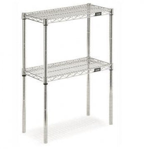 Uline Chrome Wire Shelving Unit - 2-Shelf Wire Shelving Unit, 24" x 12" x 34", Chrome - H-2935-34C