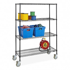 Uline Mobile Shelving - SHELVING, MOBILE, BLACK, 48"X18"X78" - H-4256BL