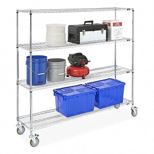 Uline Mobile Shelving - SHELVING, MOBILE, CHROME, 72"X18"X78" - H-6712