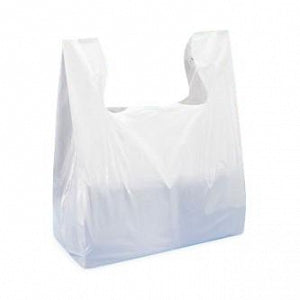 Uline Deluxe Plastic T-Shirt Bags - Deluxe Plastic T-Shirt Bag, White, 20" x 10" x 30" - S-12350W