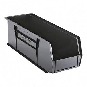 Uline Clear Plastic Stackable Bins - Plastic Stackable Bins, 15" x 5-1/2" x 5", Black - S-12418BL