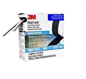 3M Healthcare Dual Lock Fastener - Dual Lock Fastener Strips, Black, 1" x 150', 170 Stem Density - SJ3542